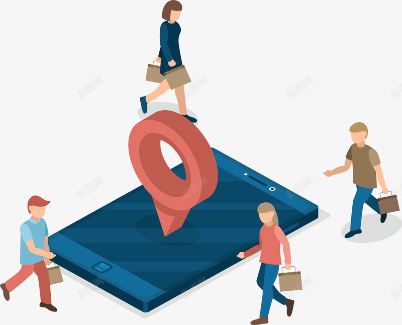 手机端购物买东西的人矢量图ai免抠素材_新图网 https://ixintu.com 手机购物 电子购物 矢量png 购物 购物男人 购物的人 矢量图
