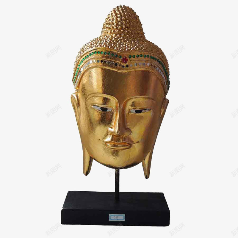 千佛之国泰国特色工艺品png免抠素材_新图网 https://ixintu.com 产品实物 佛头摆件 金佛聚财 金箔 金箔木雕