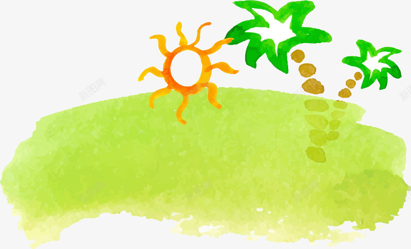 卡通绿地草地装饰图标png_新图网 https://ixintu.com 夏天旅游 夏季小图标 夏季标志 夏季海边旅游 夏日标签 水彩 沙滩主题 绿地 草地