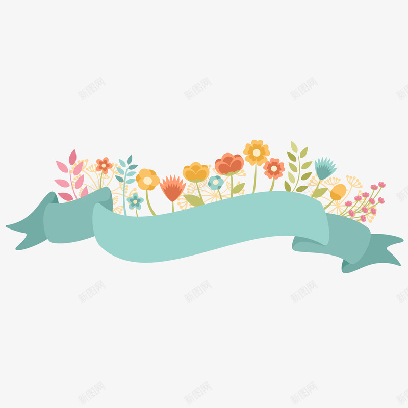 花卉装饰条幅矢量图ai免抠素材_新图网 https://ixintu.com 卡通 彩色 植物 花卉 花朵 装饰条幅 矢量图