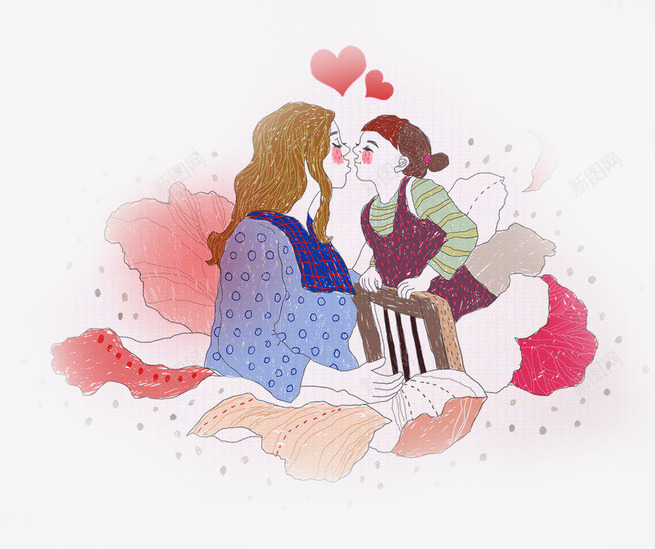 温情温馨母女亲吻png免抠素材_新图网 https://ixintu.com 亲吻 母与女 母女 温情 温馨