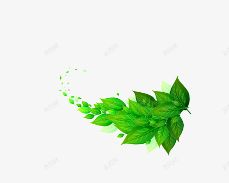 创意风吹绿叶png免抠素材_新图网 https://ixintu.com 免费抠图 创意 简约图案 绿叶拼接 透明 风吹绿叶