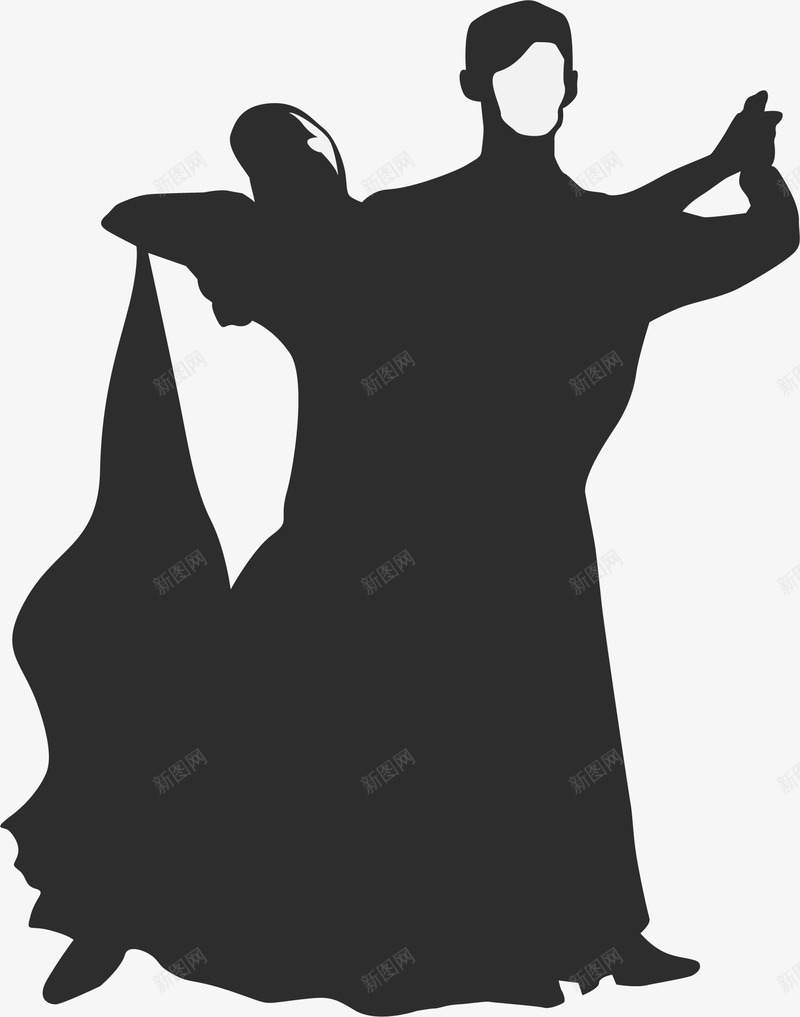 卡通浪漫拉丁舞剪影png免抠素材_新图网 https://ixintu.com 优雅 卡通手绘剪影 卡通跳舞 手绘 拉丁舞剪影 欢快舞步 高贵 黑白拉丁舞剪影