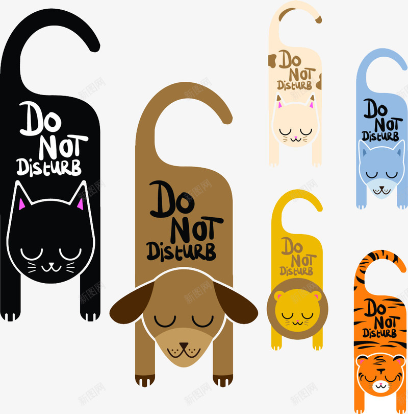 卡通猫狗png免抠素材_新图网 https://ixintu.com 图案设计 狮子 老虎 黄色狗 黑色猫