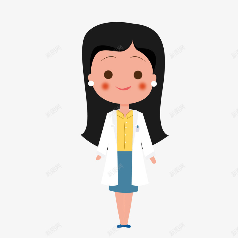 黑白色卡通女医生形象矢量图ai免抠素材_新图网 https://ixintu.com 医生形象 卡通女医生 女医生 白色 黄色 黑色 矢量图