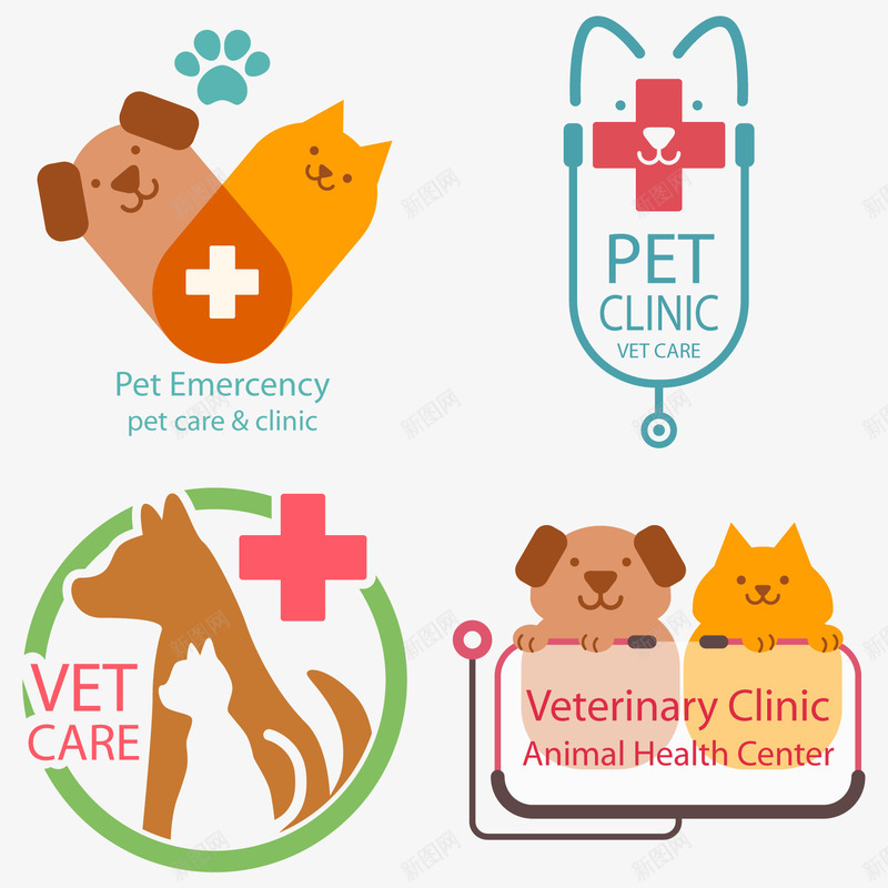 宠物诊所的标志png免抠素材_新图网 https://ixintu.com 宠物 宠物诊所 狗 猫 矢量标志