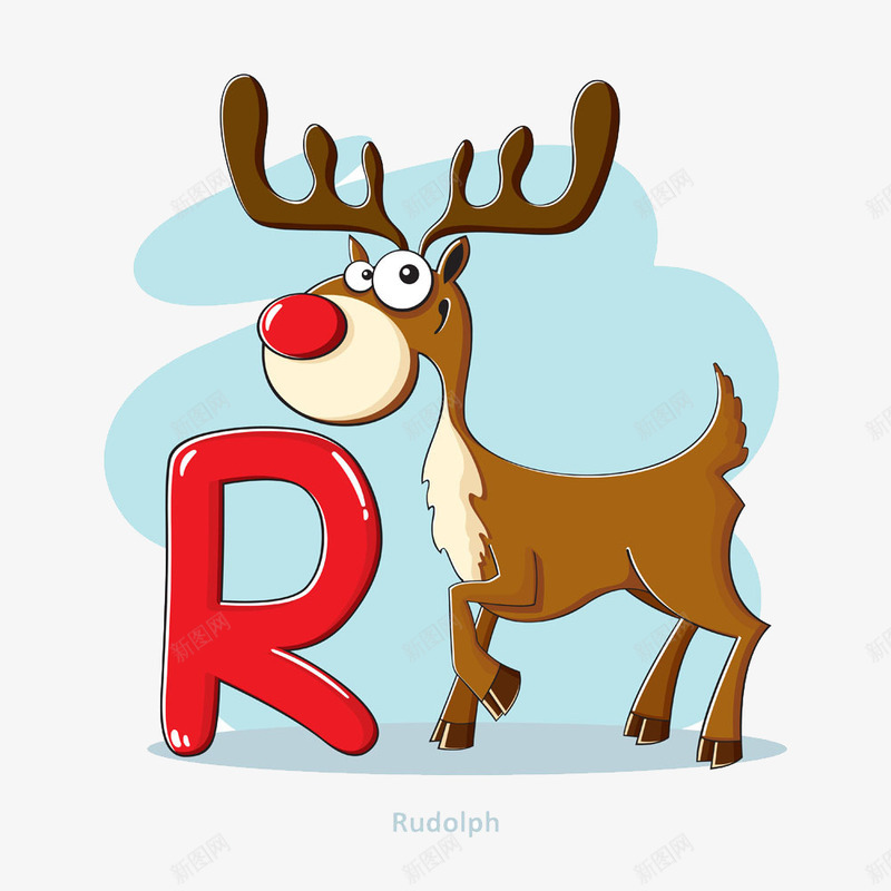 麋鹿和字母Rpng免抠素材_新图网 https://ixintu.com 动物 卡通 字母 字母R 手绘 看图识字卡,看图识字 麋鹿