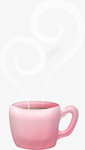 粉色茶杯png免抠素材_新图网 https://ixintu.com 冒烟 杯子 白色花纹 花纹烟雾