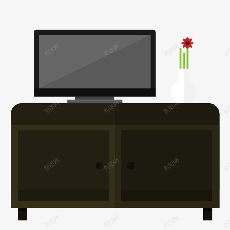 电视柜png免抠素材_新图网 https://ixintu.com 家具 电视 电视柜 黑色