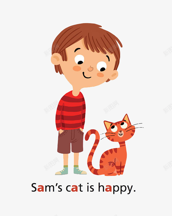 男孩和猫png免抠素材_新图网 https://ixintu.com 动物 动物庇护所 宠物 收养 猫