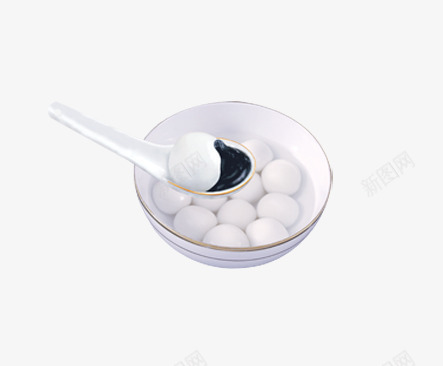 汤圆png免抠素材_新图网 https://ixintu.com 元宵节 白色汤圆 碗 调羹