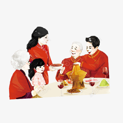 团聚在一起的一家人png免抠素材_新图网 https://ixintu.com 一家人 喜庆 团聚 新年 节日