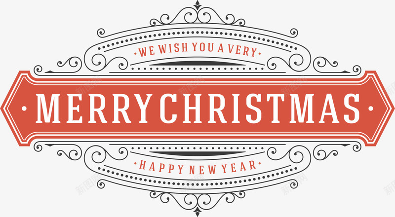 圣诞节红色条幅png免抠素材_新图网 https://ixintu.com christmas merry 圣诞快乐 圣诞节条幅 灰色线条 红色条幅