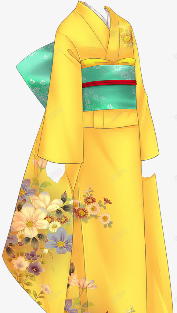 黄色花纹外国服饰png免抠素材_新图网 https://ixintu.com 外国 服饰 花纹 黄色