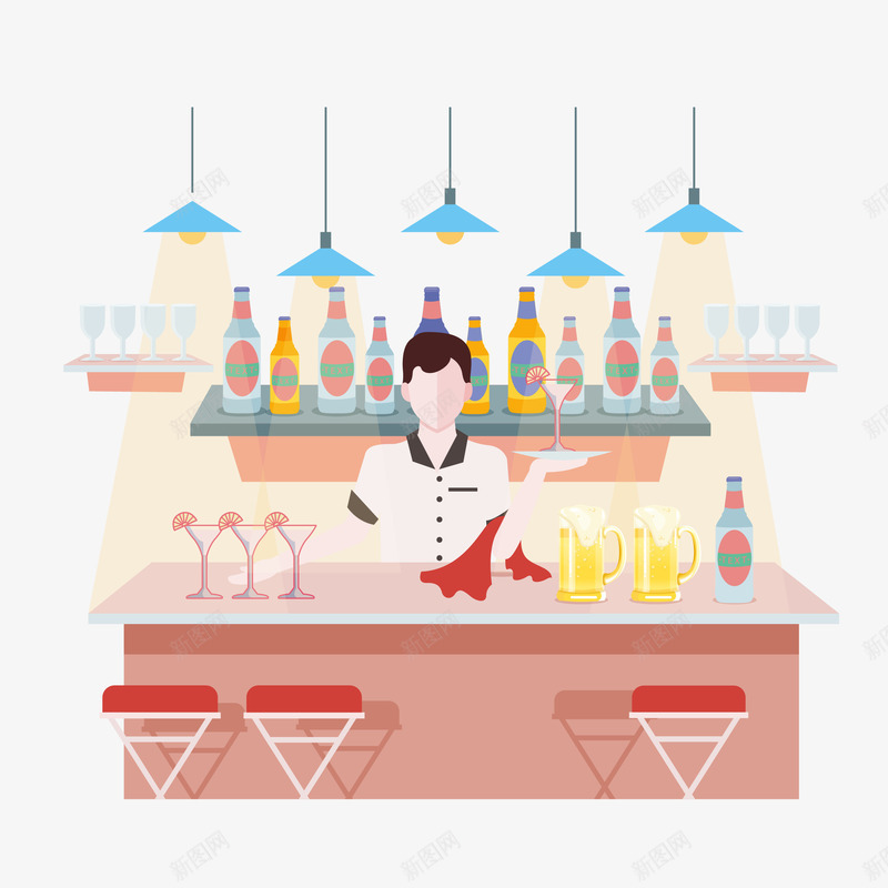 卡通酒吧调酒师矢量图eps免抠素材_新图网 https://ixintu.com PNG调酒师 PNG酒吧 调酒师 调酒师酒吧 酒吧 酒吧PNG 矢量图