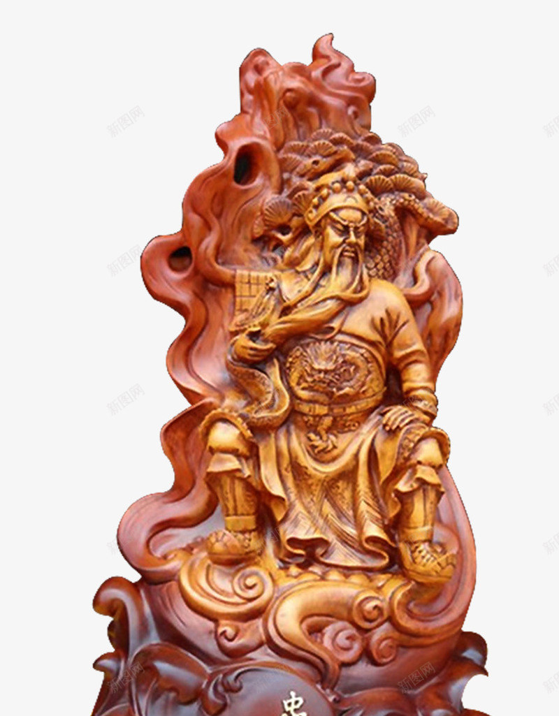 武财神摆件png免抠素材_新图网 https://ixintu.com 产品免抠 关公财神 木雕 武财神 武财神摆件 高清