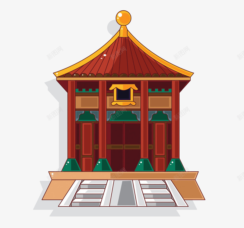 卡通古建筑png免抠素材_新图网 https://ixintu.com 其他 卡通 古建筑 红色