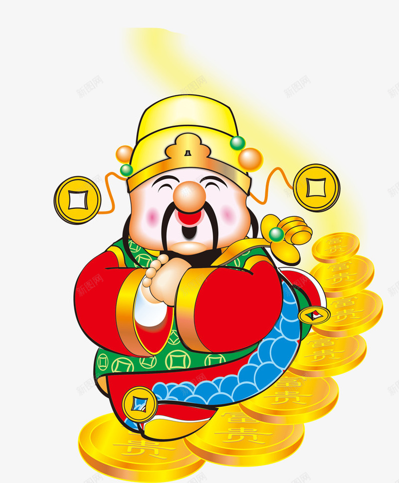 神仙人物图png免抠素材_新图网 https://ixintu.com 五路财神 卡通人物 年画 年画人物 恭喜发财 神仙 神明 财神爷 金币