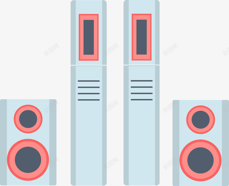扁平化音箱png免抠素材_新图网 https://ixintu.com 扁平化 音响 音箱