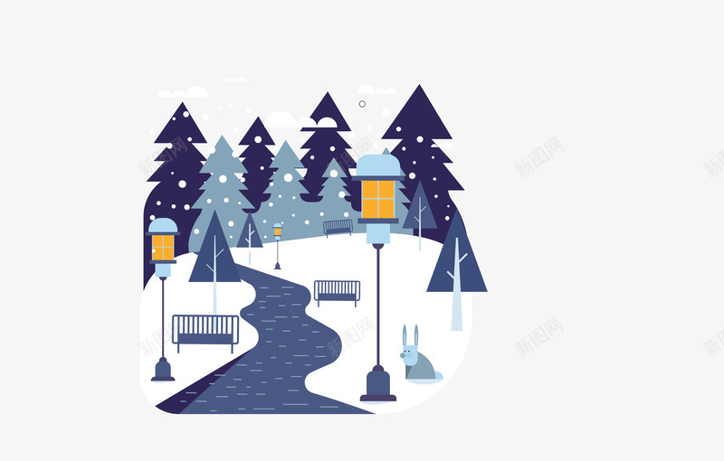 彩色小镇冬景松树宁静png免抠素材_新图网 https://ixintu.com 宁静 小镇冬景 彩色冬景 松树 矢量冬景