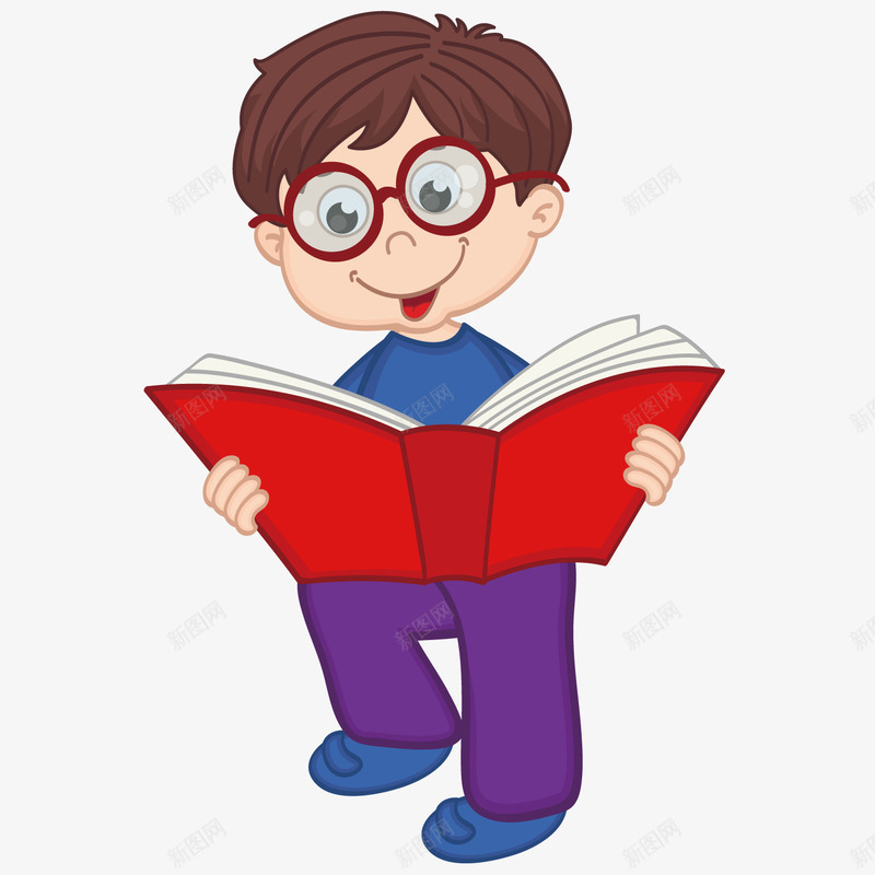 看书的眼镜男孩矢量图ai免抠素材_新图网 https://ixintu.com 男孩 看书 眼镜 矢量图