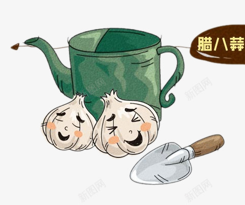卡通腊八蒜png免抠素材_新图网 https://ixintu.com 卡通腊八蒜 大蒜 杯子 糖蒜 腊八节元素 节日元素 铲子