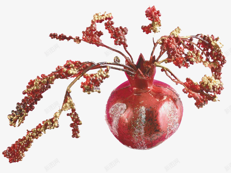石榴花瓶干花png免抠素材_新图网 https://ixintu.com 家居装饰花 干花花朵 干花花束 干花花艺 石榴花瓶 红色花束