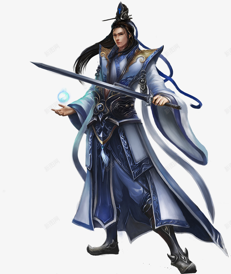 蓝色古风服饰人物png免抠素材_新图网 https://ixintu.com 人物 古风 服饰 蓝色