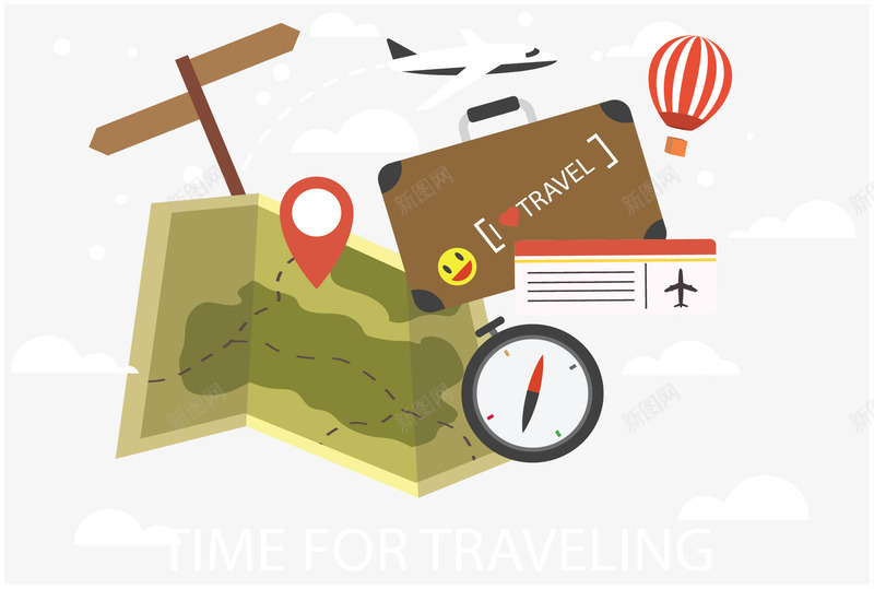 折叠旅游地图海报矢量图ai免抠素材_新图网 https://ixintu.com 世界之旅 旅游 旅游地图 旅游季节 矢量png 矢量图