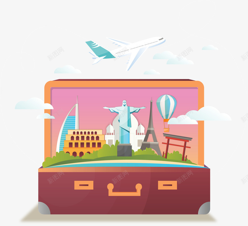 飞机环绕世界旅游矢量图ai免抠素材_新图网 https://ixintu.com 世界之旅 旅游 旅游季 游遍世界 矢量png 矢量图