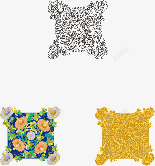 中国式花纹png免抠素材_新图网 https://ixintu.com 中国特色 中国花纹 复古花纹 服饰花纹