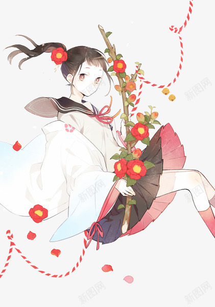 手绘日系小女孩png免抠素材_新图网 https://ixintu.com 卡通 女孩 手绘 手绘插画 手绘素材 插画