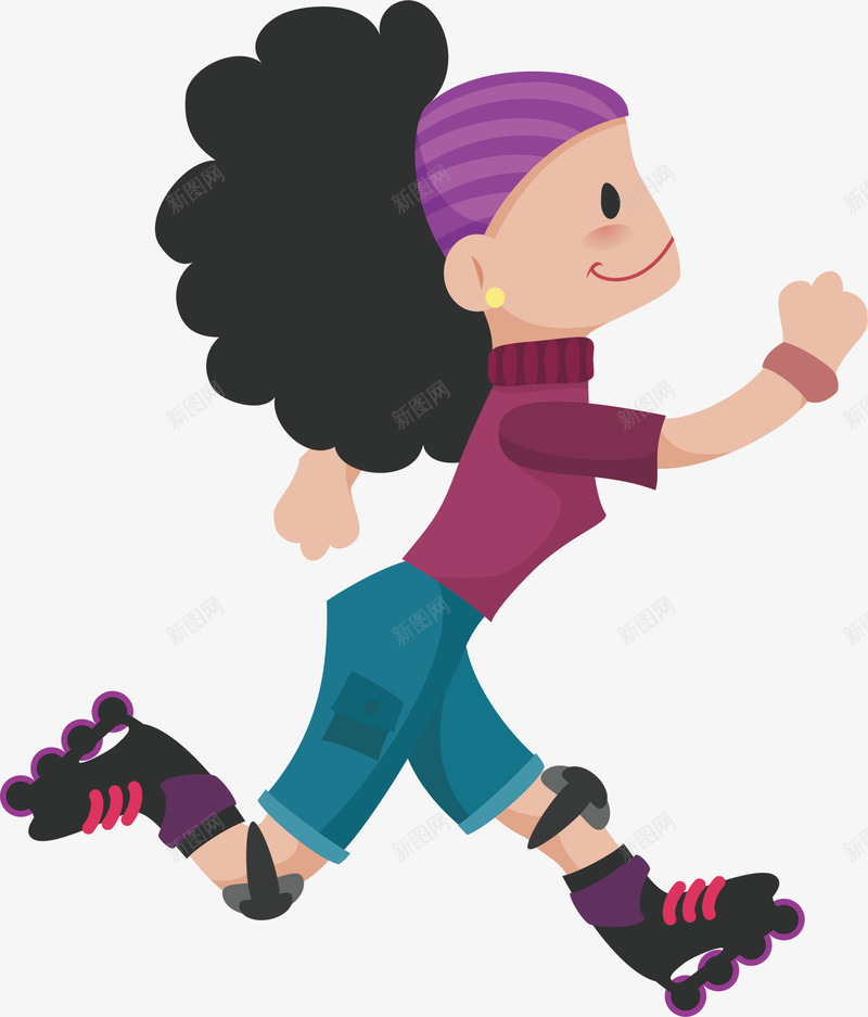 欢乐溜冰的卷发女孩png免抠素材_新图网 https://ixintu.com 卷发女孩 可爱女孩 开心 欢乐溜冰 滑冰 玩耍