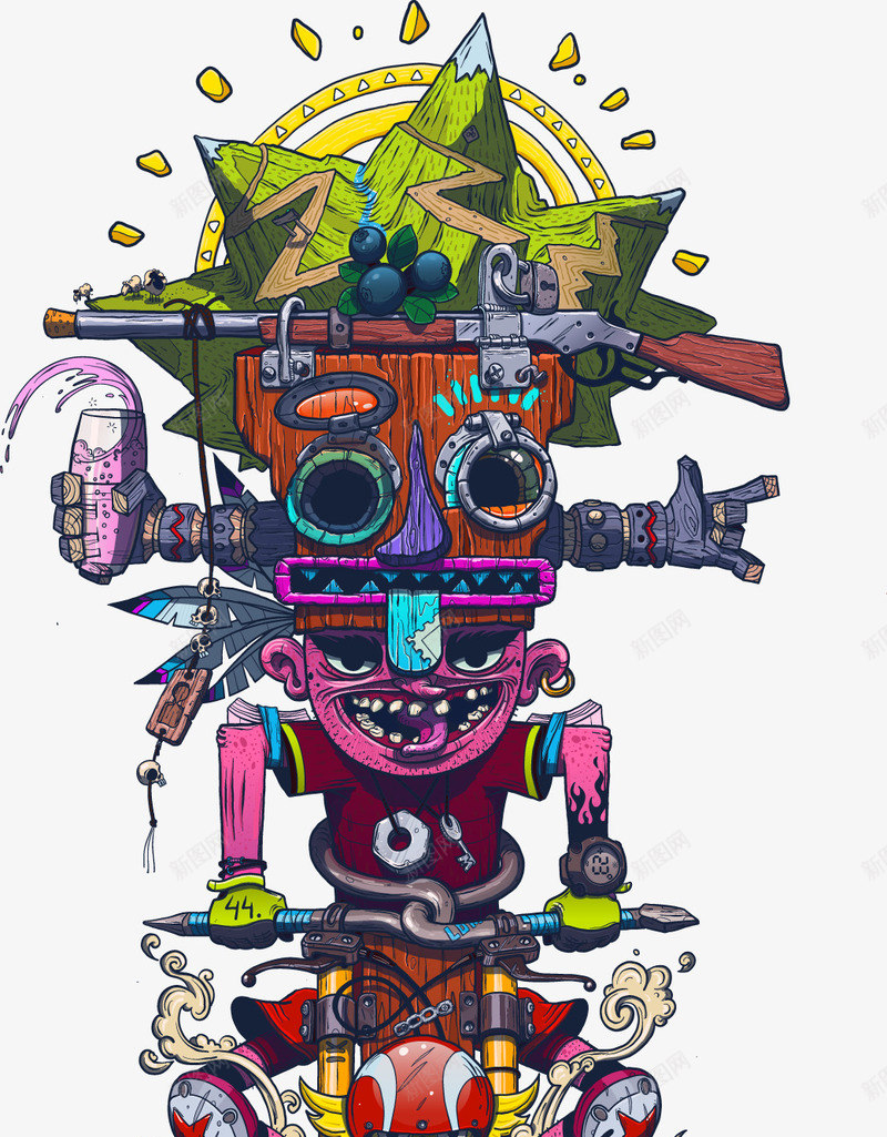 装饰创意拼接彩色图腾矢量图eps免抠素材_新图网 https://ixintu.com 创意 图腾 彩色 装饰 矢量图