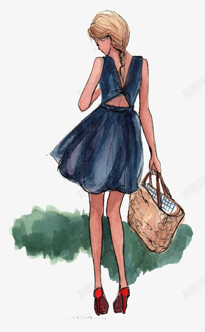 时尚女孩png免抠素材_新图网 https://ixintu.com 手绘女孩 服饰搭配 模特 街拍手绘
