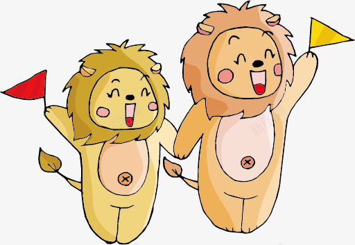 拿着旗子的小狮子png免抠素材_新图网 https://ixintu.com 动物 卡通 小狮子