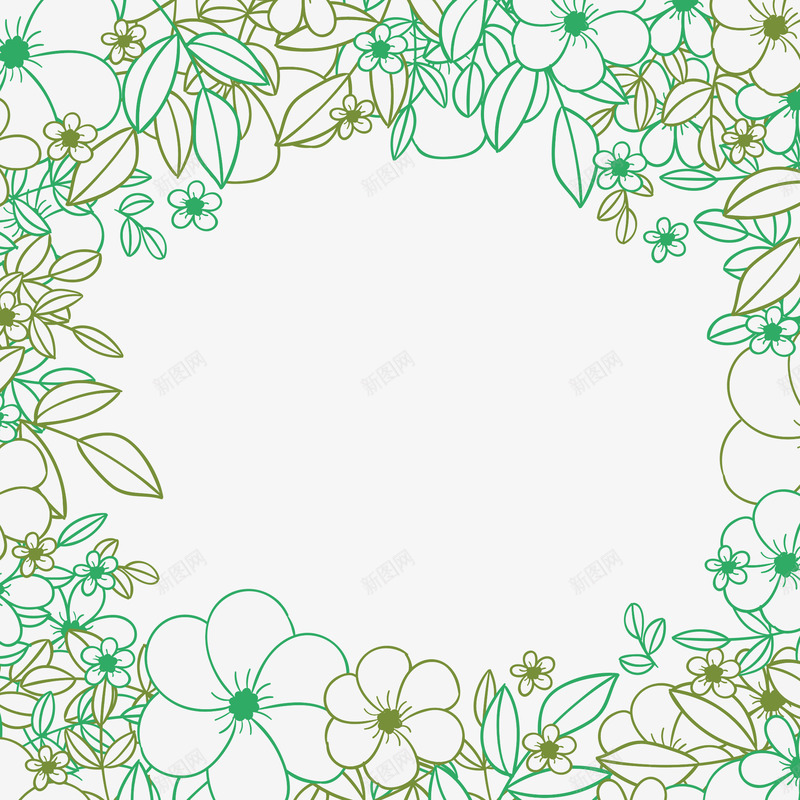绿色线条手绘花海png免抠素材_新图网 https://ixintu.com 手绘花海 手绘风格 线条 绿色 花海 花海边框设计