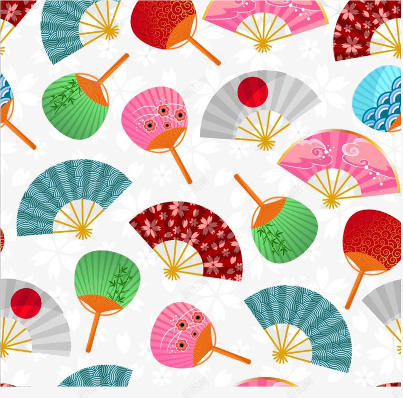 折扇团扇花纹png免抠素材_新图网 https://ixintu.com PNG 团扇 折扇 日式 花纹