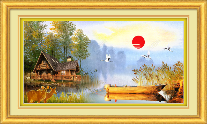 美景图画png免抠素材_新图网 https://ixintu.com PNG格式 免费素材 日出 海上人家