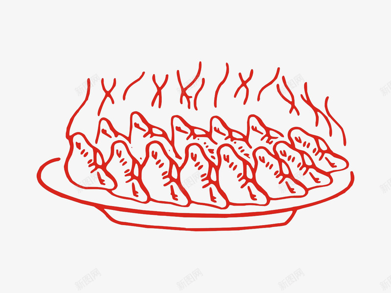 红色手绘热饺子png免抠素材_新图网 https://ixintu.com 一盘热饺子 手绘饺子 新年图片 热饺子 饺子