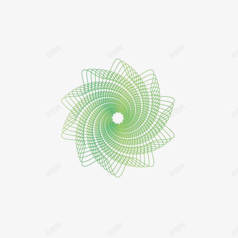 绿色网状花朵png免抠素材_新图网 https://ixintu.com 不规则 描边 线型花纹 线条 绿色