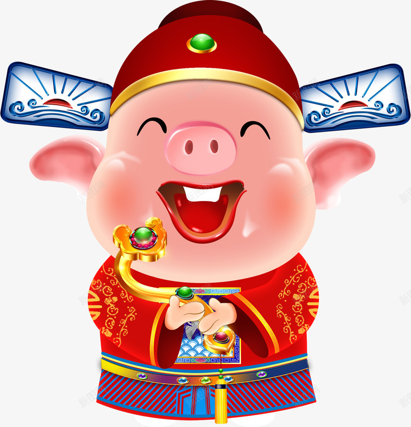 卡通可爱猪财神PSDpng免抠素材_新图网 https://ixintu.com 2019 中国风 传统 农历新年 卡通 可爱 新年 猪年 财神