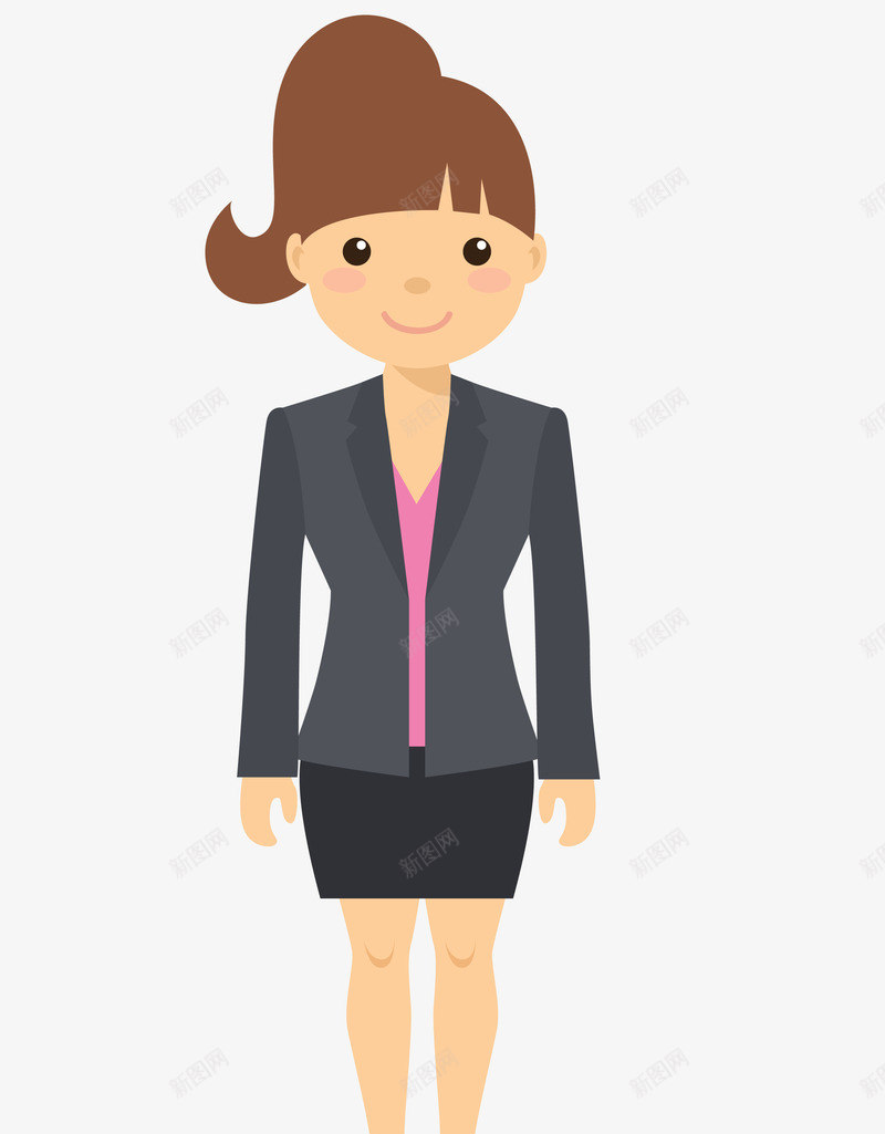 长发刘海西装短裙女孩png免抠素材_新图网 https://ixintu.com 刘海 卡通 可爱 商务 女孩 短裙 西装 长发
