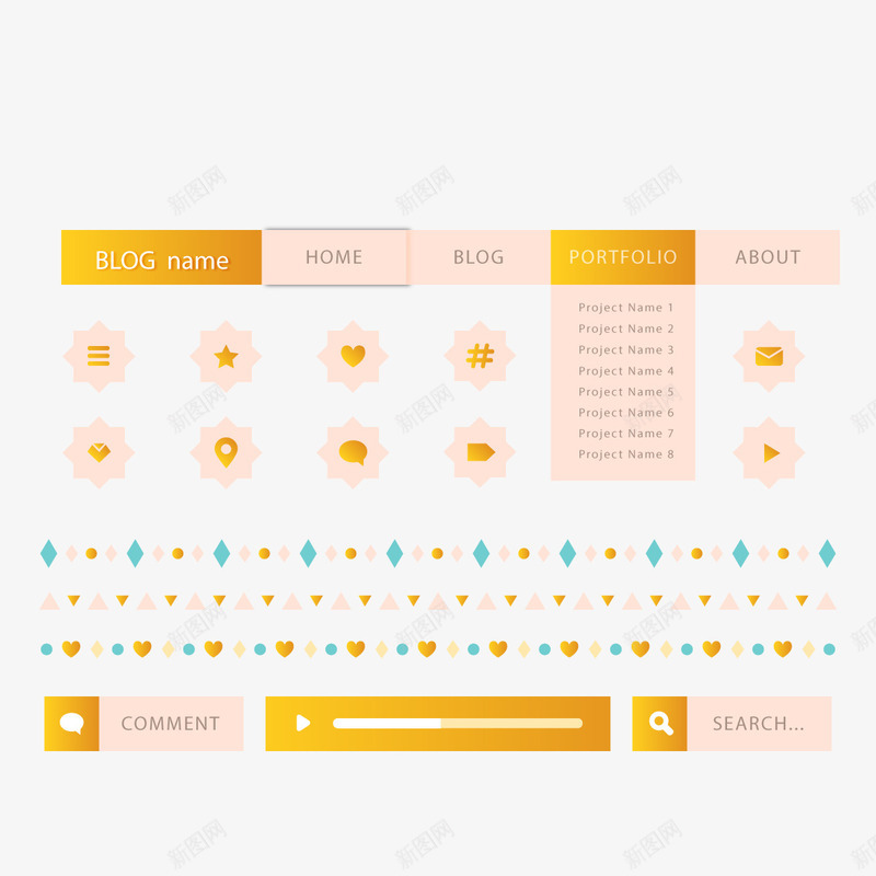 粉色菜单栏矢量图ai_新图网 https://ixintu.com WEB 互联网 框架 网站 矢量图