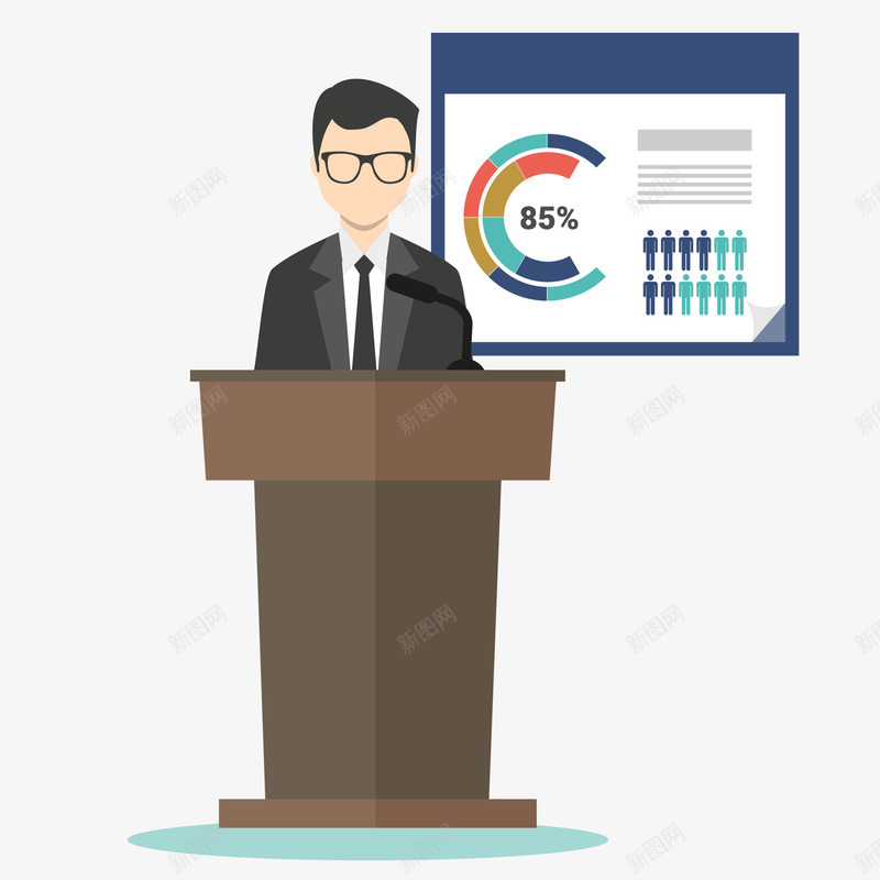 卡通商务演讲人物矢量图ai免抠素材_新图网 https://ixintu.com 人物设计 商业 商务 扁平化 演讲 矢量图
