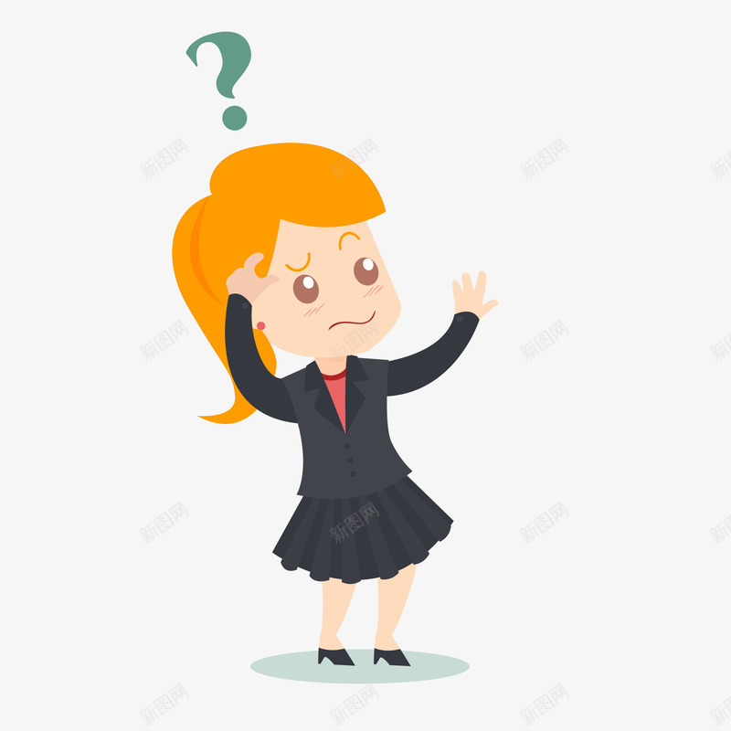 迷茫的商务女子矢量图ai免抠素材_新图网 https://ixintu.com 人物设计 商务 女性人物 职业人物 迷茫 矢量图