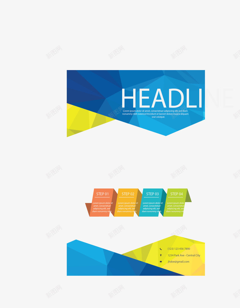 低多边形彩色封面矢量图ai免抠素材_新图网 https://ixintu.com 低多边形 商务报告 报告 报告封面 步骤图 矢量png 矢量图