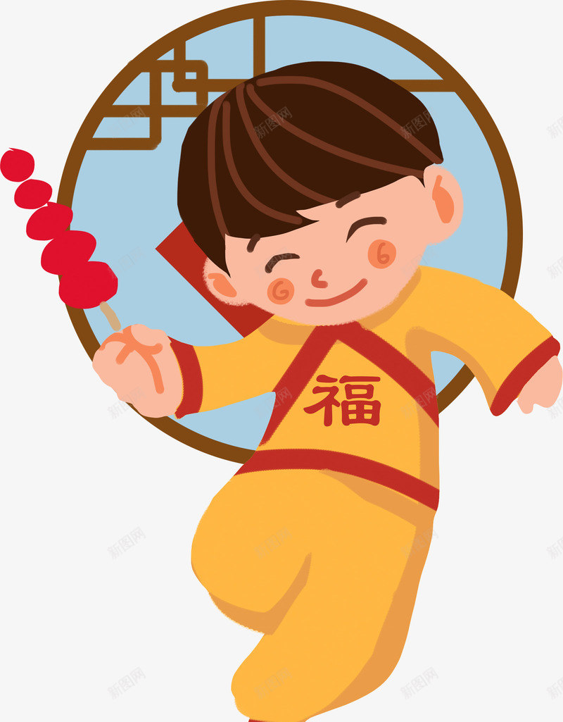 卡通新年中国风拿糖葫芦小男孩png免抠素材_新图网 https://ixintu.com 2019 中国 中国风 传统节日 农历新年 卡通 喜庆 新年 糖葫芦 节日庆祝