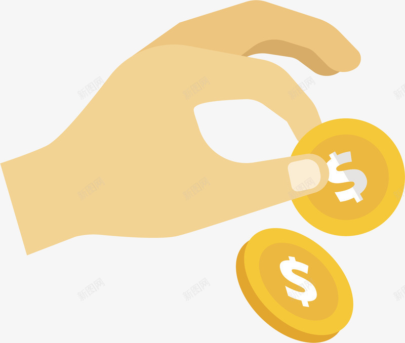 捏着金币的手矢量图ai免抠素材_新图网 https://ixintu.com 创意 卡通 商务 左右手 彩色 手 手绘 矢量图 简约 金币
