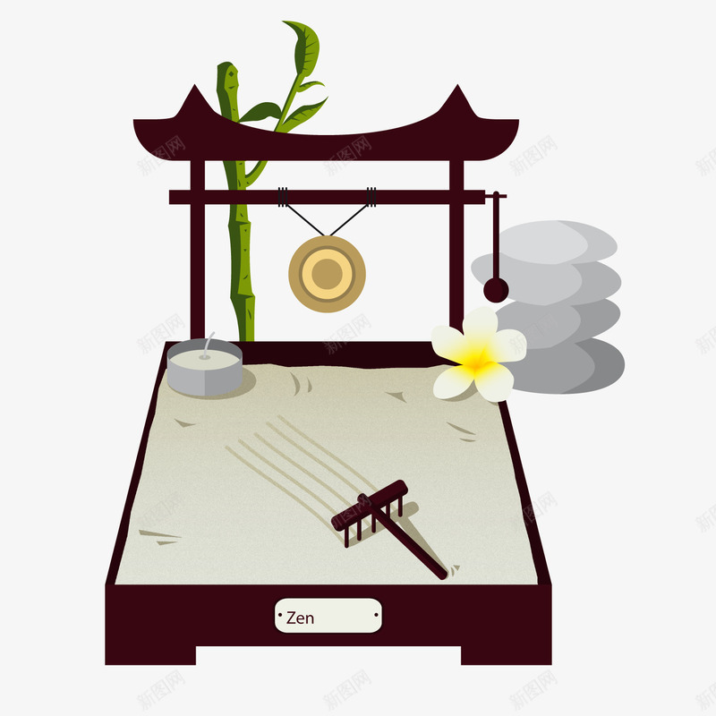 日式沙盘png免抠素材_新图网 https://ixintu.com 占卜 宗教 石头 竹子